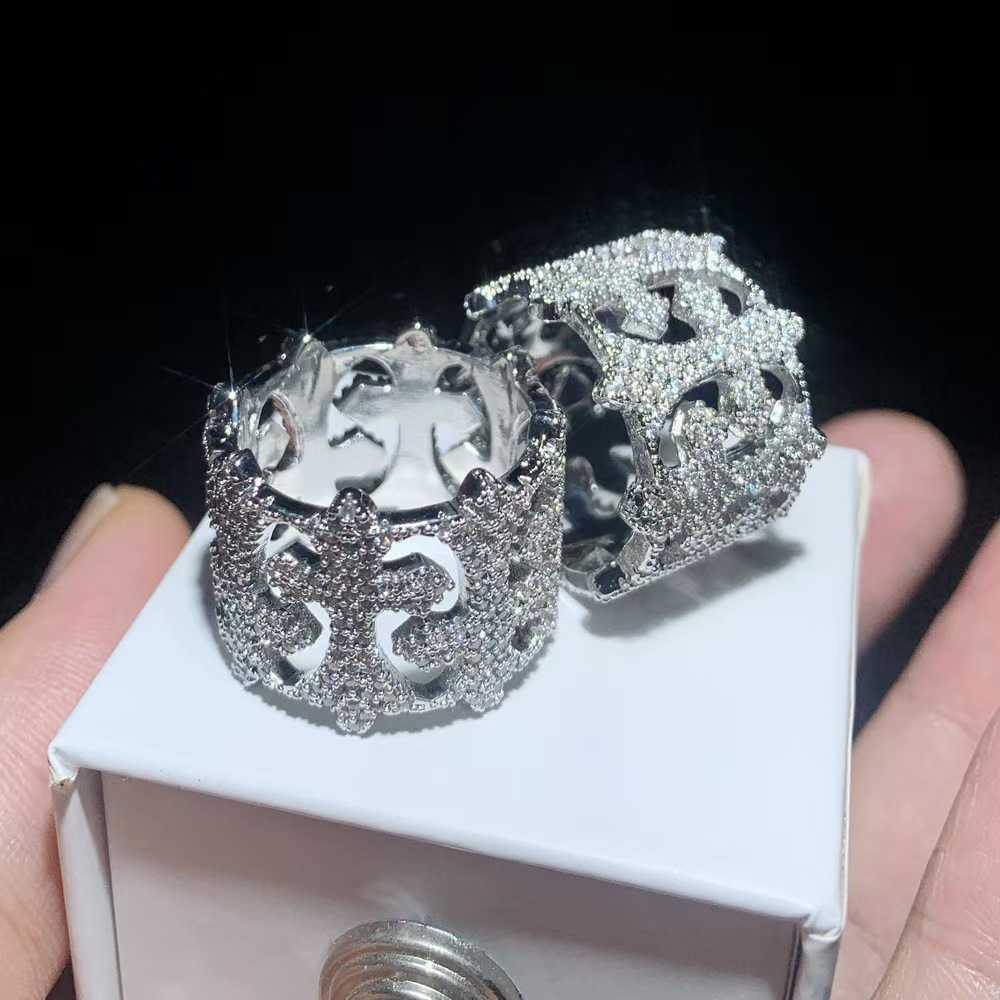 Fashion Jewelry Custom VVS Moissanite Ring Hip Hop Initial Letter Ring 925 Silver 10k 14k Real Gold Men Jewelry