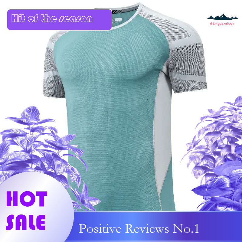 Ddmyoutdoor China Domestic Fiess Shirt Men Mesh Summer Sports Color Block Raglan O Neck Short Sleeves Training Bodybuilding Workout Tee
