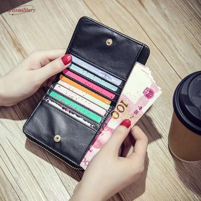 Women's Zipper&Hasp cute wallet Student Small PU Wallet Coin Purse Fashion Card Bag For Women swissmilitary