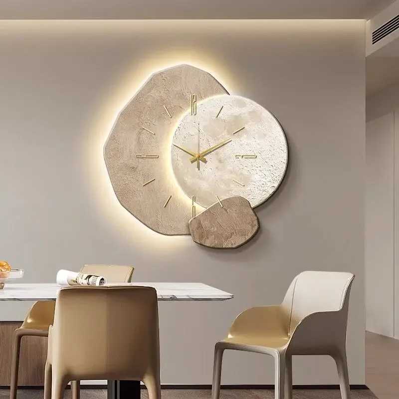 Wall Clocks Modern Wall Clocks Stylish Large Living Room Clock with Light Design Clock Mechanism Silent Minimalism Decoration for Bedroom H250116