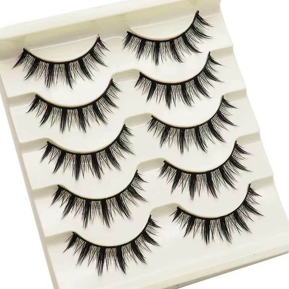 5 Pairs Natural Long Cat Eye False Eyelashes Cosplay Makeup Cross Strip Eye Lashes Handmade Manga Lashes Extension Mink CiliosXJ250116