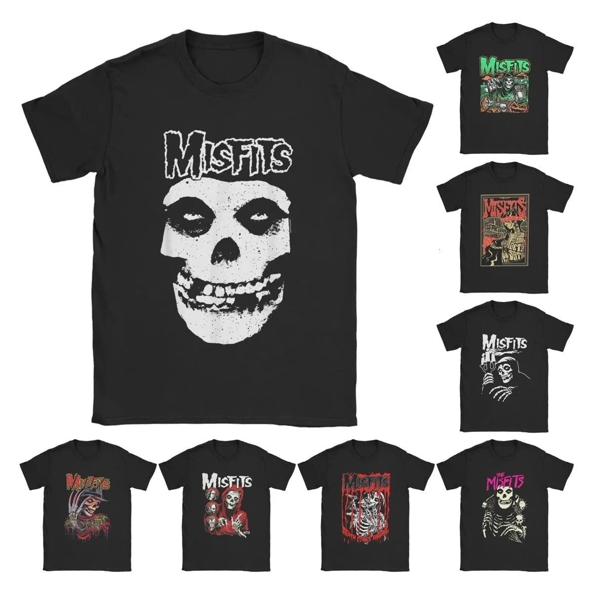Misfits Skull Gothic Harajuku Mens T Shirt Hip Hop Punk Skull Y2K Vintage Tee Shirt Short Sleeve Round Neck T-Shirts Cotton 250115