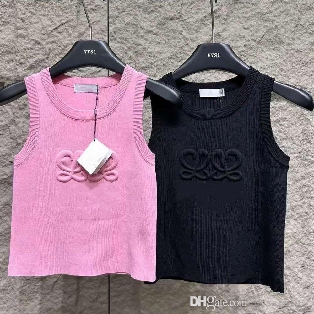2025 Top Knitted For Women Suspenders T-shirt New Female Relief Summer Foreign Style Short Sleeveless Vest Bottom Wear
