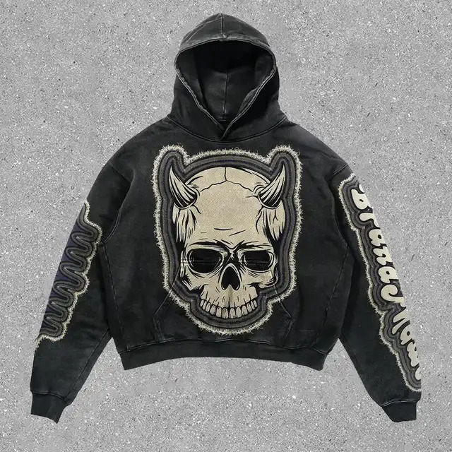 American style hoodie letter printed handle sweatshirt Harajuku retro super street fashion R250116