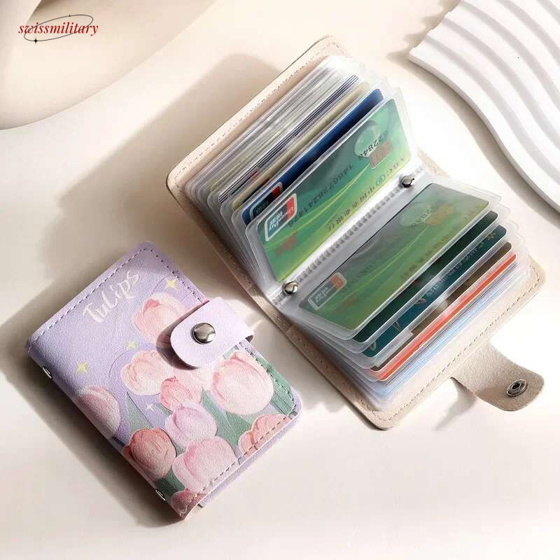 Retro Oil Painting Bag Large Capacity Women's Multi Slot Covers Driver's License Credit Card Holder Coin Purse swissmilitary