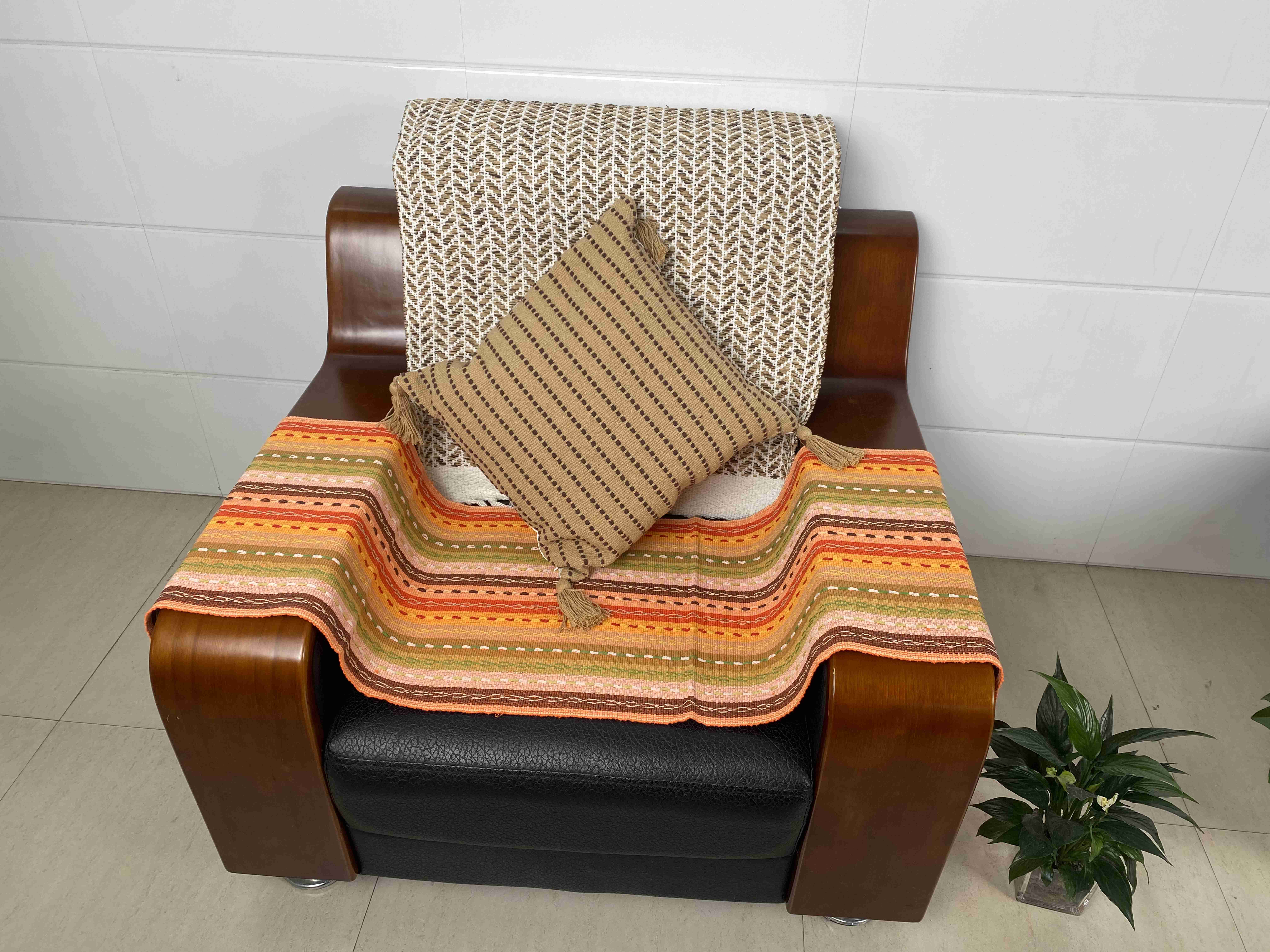 Elegant Durable Fabric Cushions with Breathable Handwoven Texture - Ideal for Living Rooms