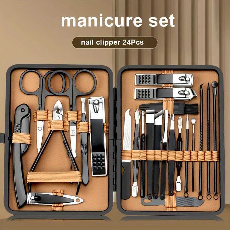 7/16/18Pcs Manicure Set Stainless Steel Professional Pedicure Kit Nail Grooming Kit Clippers Kit with Black PU Leather CaseXJ250116