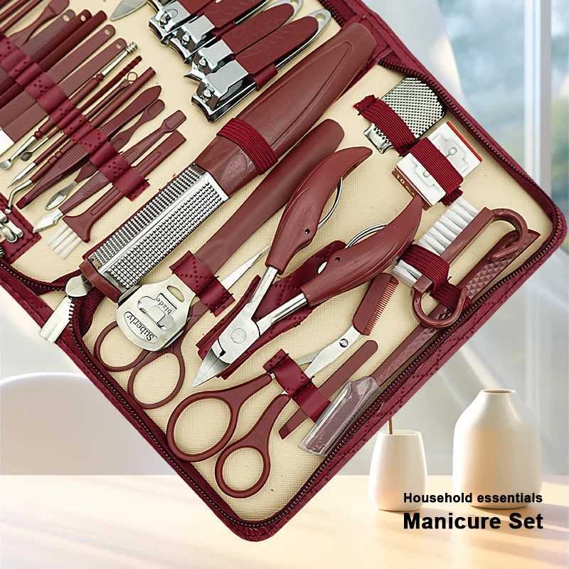 42 in 1 Stainless Steel Manicure Set Diamond Pattern Zipper nail art tool Large Eagle Mouth Pliers Pedicure Knife Ear Scoop EyebXJ250116
