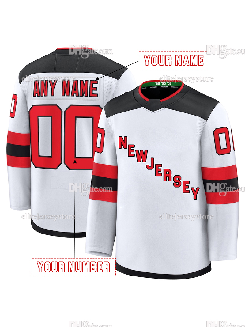 Personalized Custom Hockey Jersey Jack Hughes Hischier Bratt Meier Hughes Allen Embroidered Letter Number Design