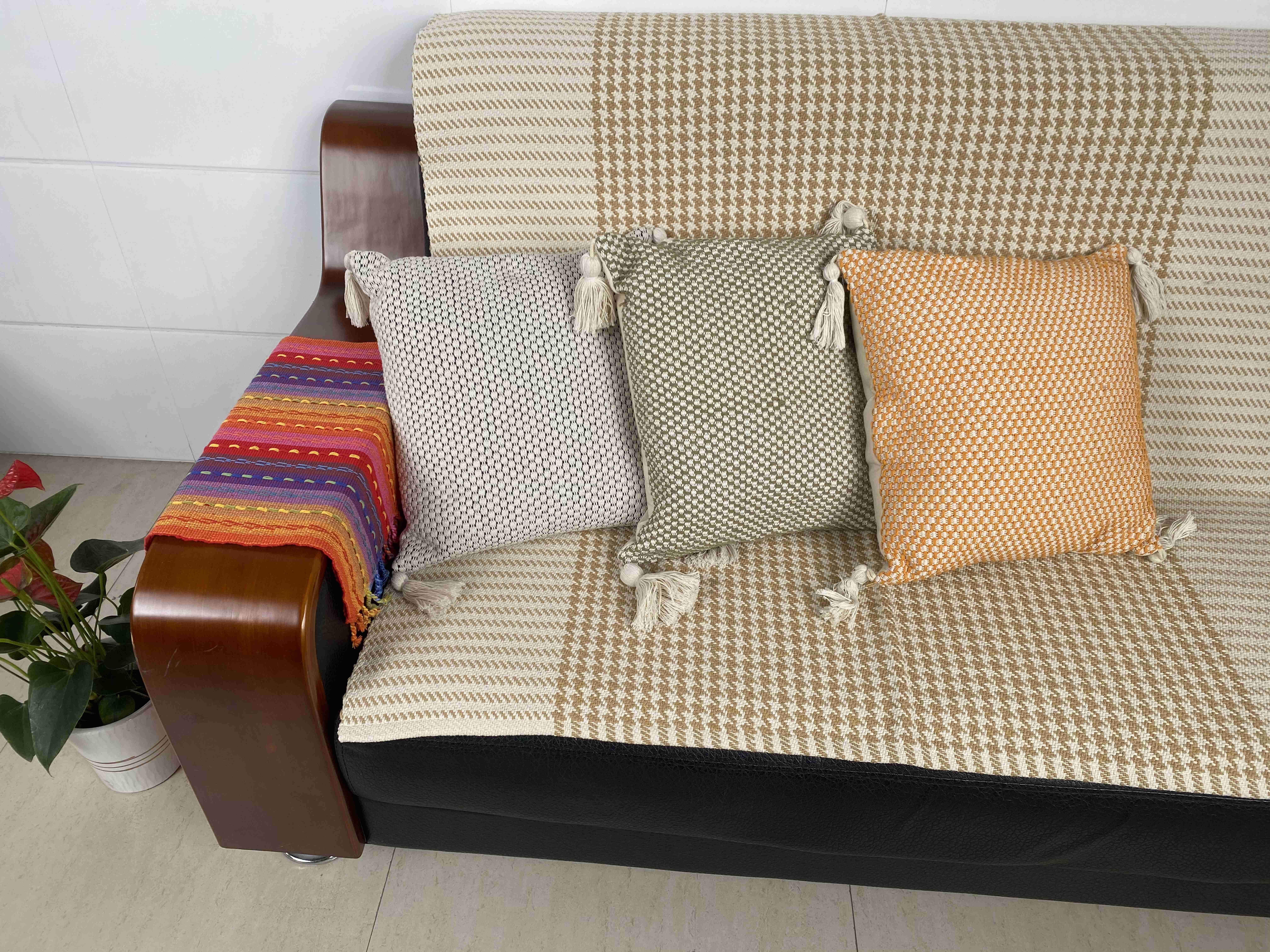Handwoven Elegance Fabric Cushions Breathable & Durable Design for Living Room Comfort