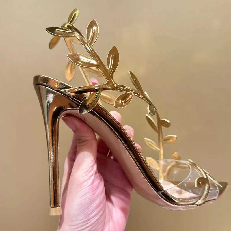 Golden high heels womens 2025 summer new metal patent leather thin leather toe open toe sandalsXJ250419