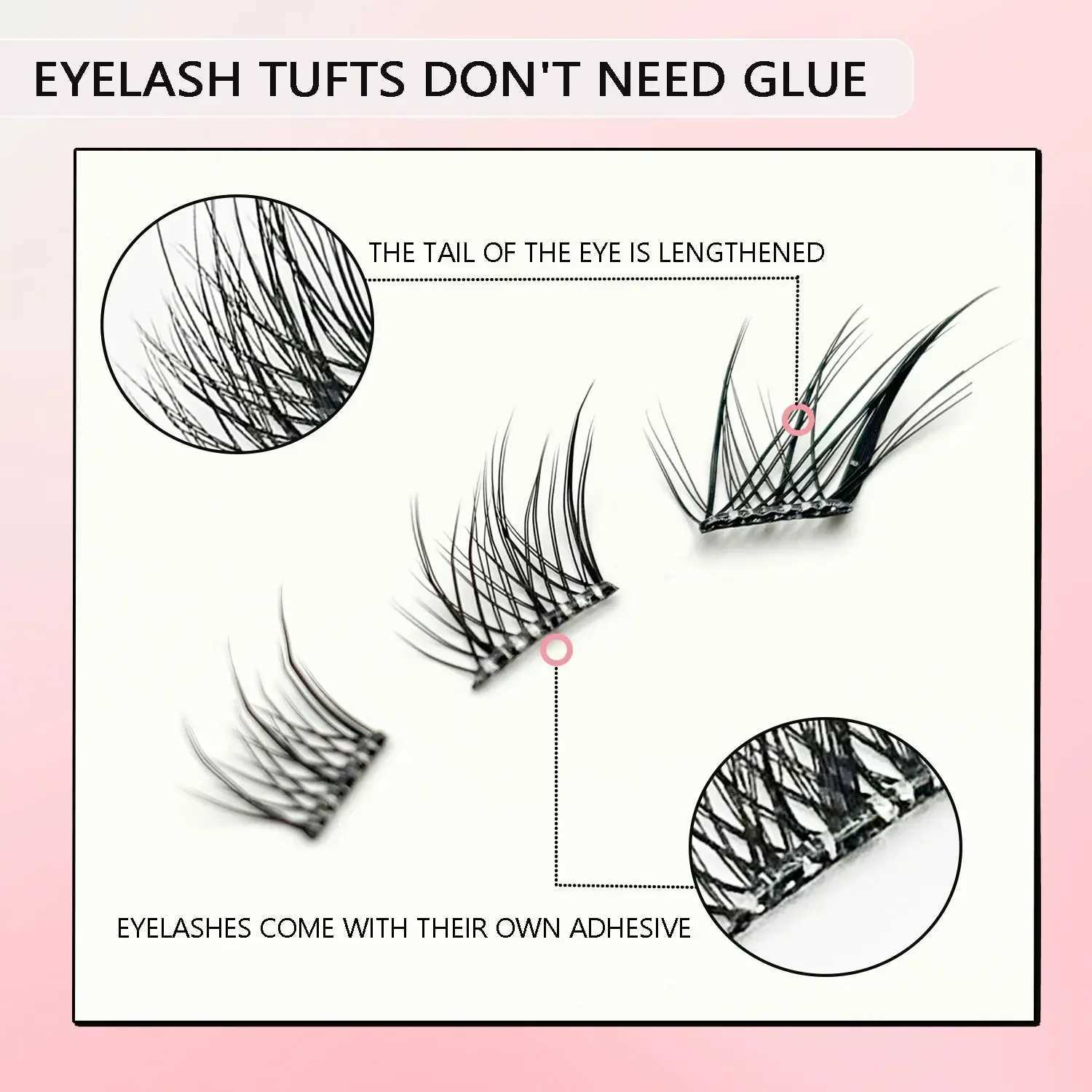 5D Fox Fluffy False Eyelashes Noglue Eyelashes Glue Strands Eye Lashes Natural DIY Lashe Clusters Adhesive Eyelash ExtensionsXJ250116