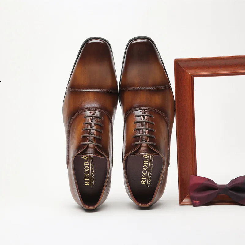 Business Fashion Men Dress Shoes Leather Men Wedding Oxford Shoes Lace-Up Office Suit Mens Casual Shoes Formal 250113