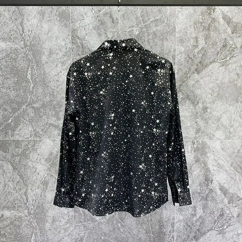 South Korean Business and Leisure Mens Splicing Button Glitter Water Diamond Fashion Loose Casual Long Sleeve Shirt 250110