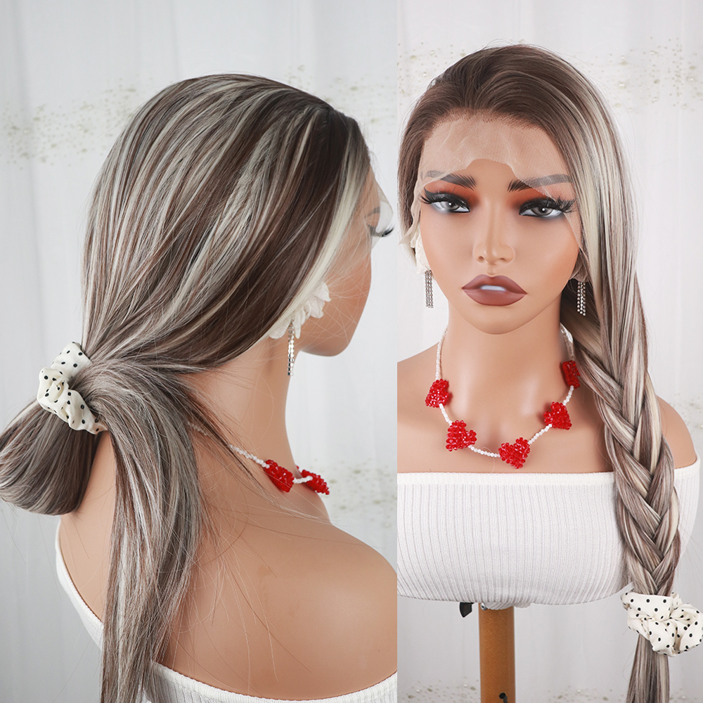 Look Like human hair lace front wigs glueless preplucked Natural synthetic realistic wig Transparent For Black Women