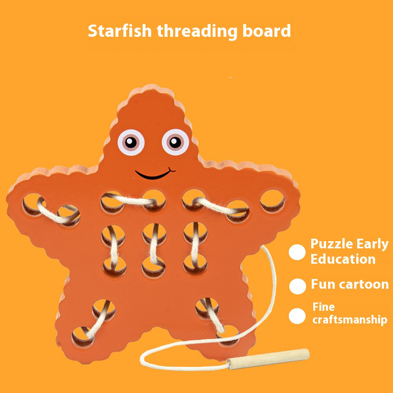 Apprentissage précoce Starfish Toys Puzzle en bois Publier le fil de filetage jeu Toy jeu