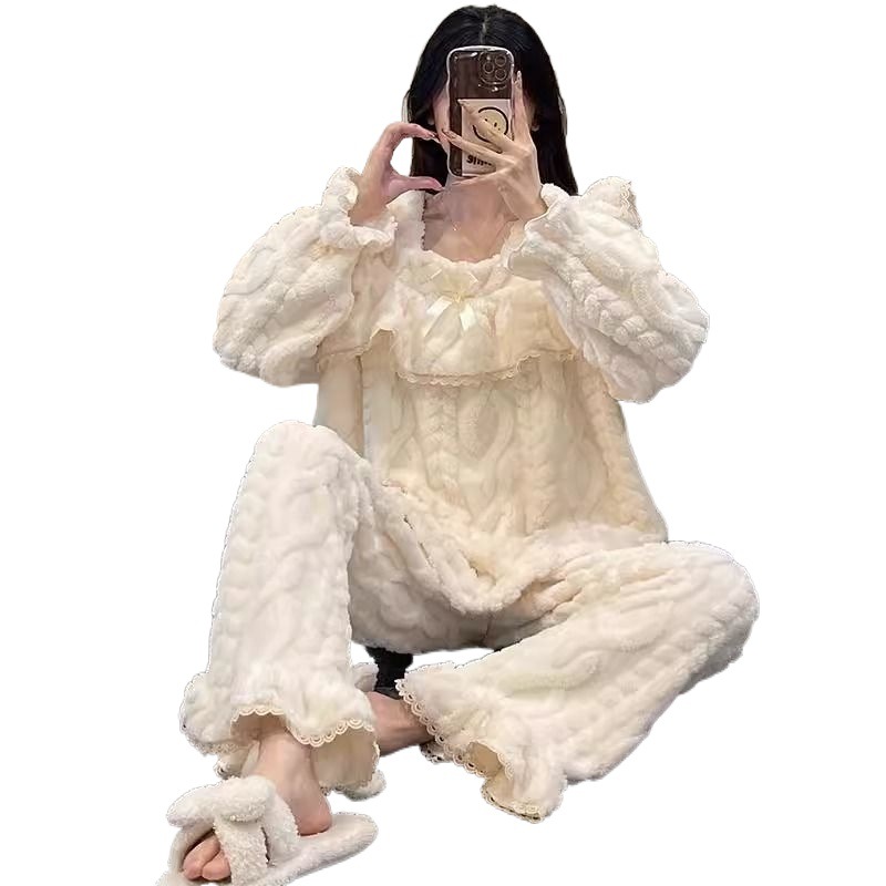 X128-Cotton crepe nightdress for women spring and summer long sleeve home loose slim princess style