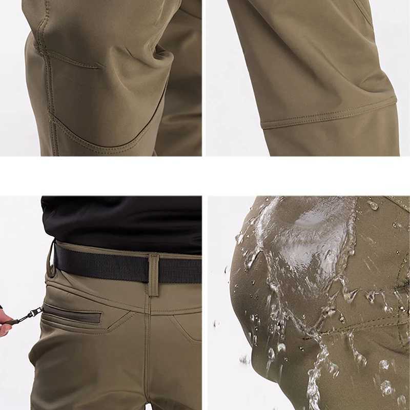 Winter Fleece Mens Pants Thick Cargo Pants Tactical Trousers Camouflage Warm Waterproof Pants Male Casual Camouflage New M250116