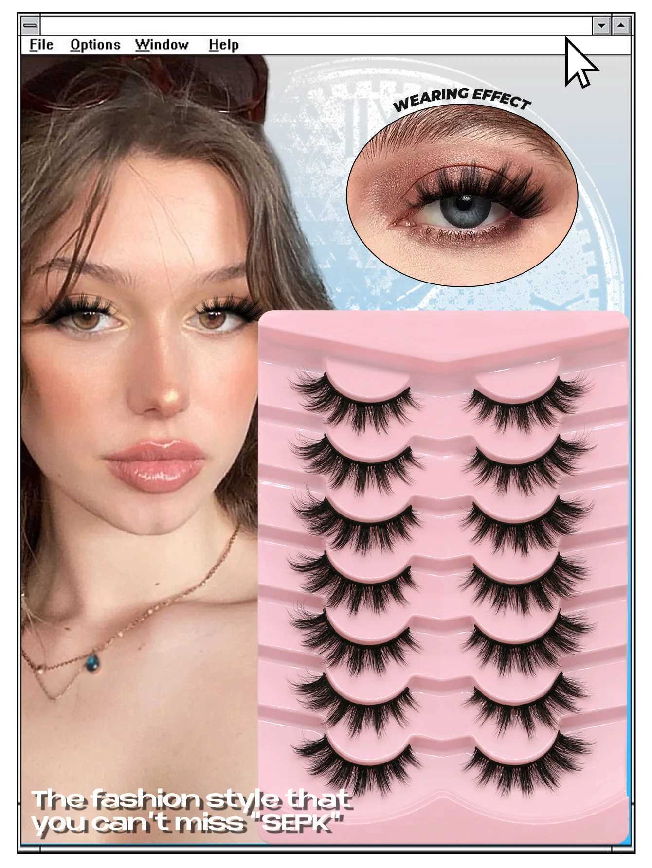 GROINNEYA Cat Eye Fluffy Lashes False Eyelashes Faux Mink Lashes Wispy Lashes Thick Volume 3D Mink False Eyelashes MakeupXJ250116
