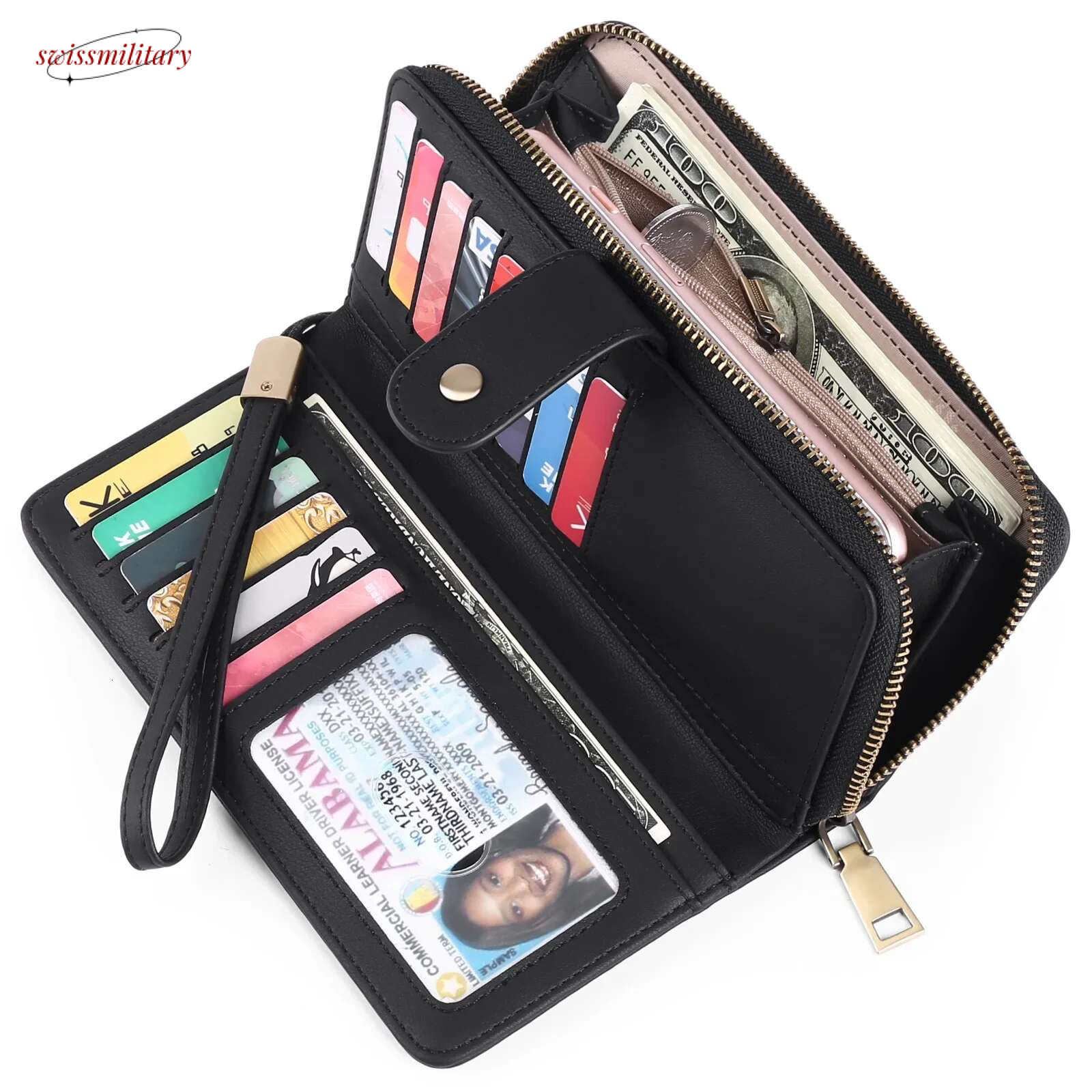 Fashion Genuine Leather Wallet Purse Long Wallets for Women swissmilitary