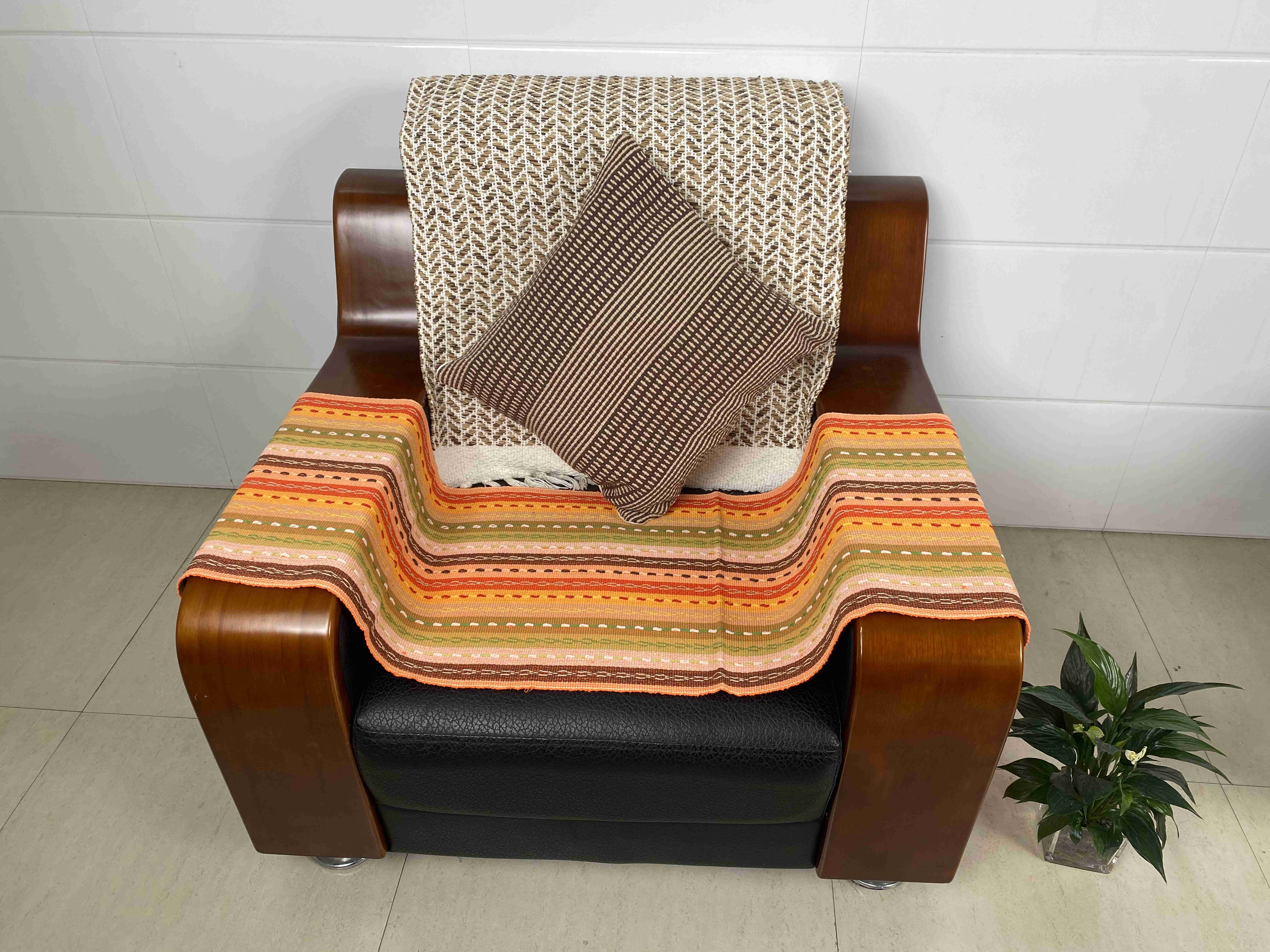 Breathable Hand-Woven Fabric Cushion Covers - Durable & Colorful Designs for Sofas