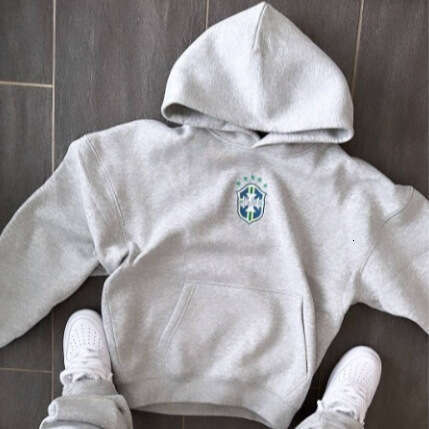 Autumn winter trendy brand new national flag printed pullover long sleeved hooded sweatshirt set for men and women's casual versatile outerwear t