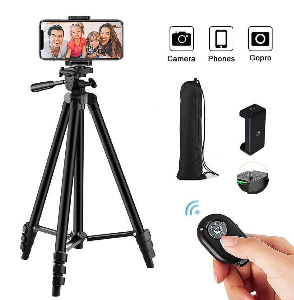 Camera Phone Tripod Selfie Stand Portable AdjustableStand Mount Smartphone Holder Clip Control Live Video Youtube Photography Z250116