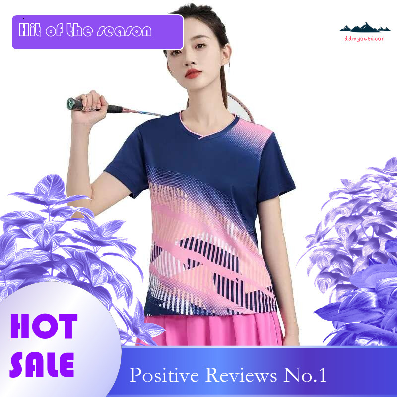 Ddmyoutdoor China Domestic Badminton Table Tennis Shirts Women Gym Workout Comfortable Sports Short Sleeves Quick Dry Ping Pong Elastic V Neck Jerseys