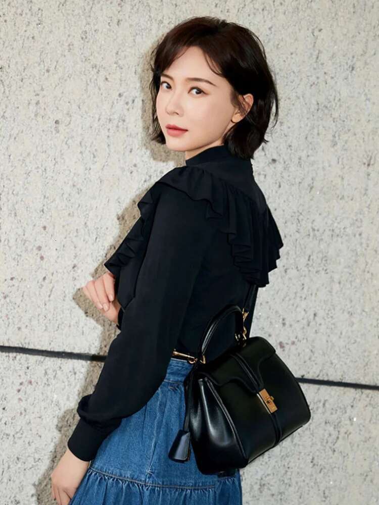 Women's Small Casual Tote High Quality Cow Split Leather Shoulder Bag With Lock Hasp Flap - Perfect For Everyday Use