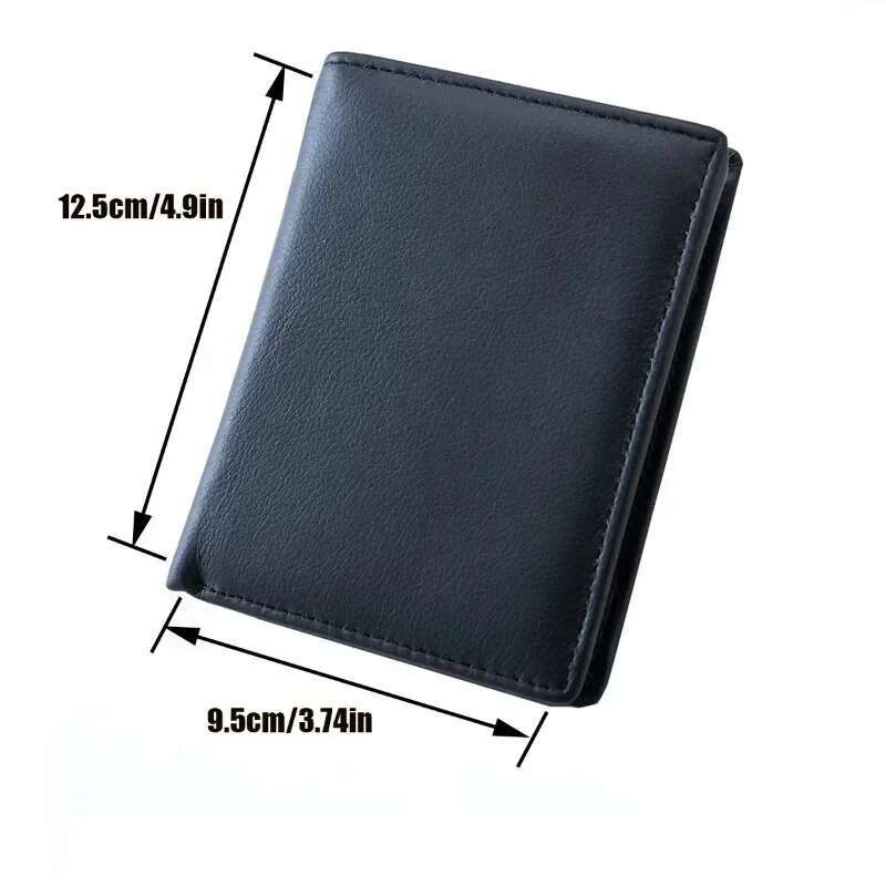 Genuine Leather Wallets For Men Coin Purse Vintage Vertical Short Credit Card Holder Money Bag Men's RFID Wallet