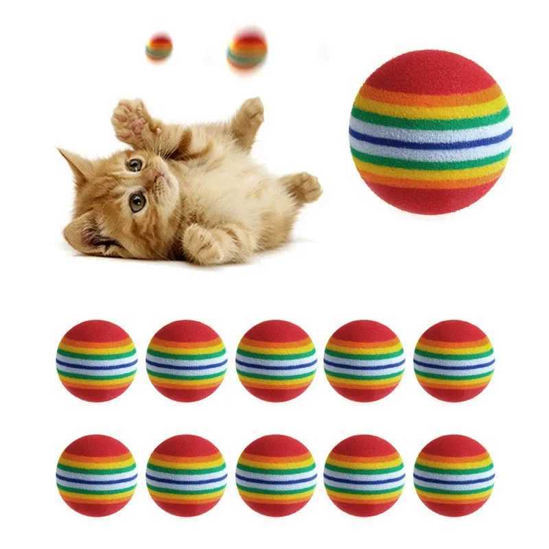 10 pieces of colored cat toy balls Interactive cat toys Chewing rocker scratches Natural foam ball training pet supplies Y250412