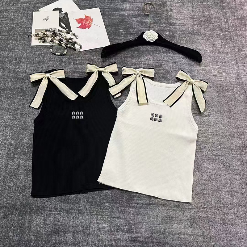 25SS designer tank top butterfly bow tie women designer clothes sleeveless vest leisure tee comfortable tops