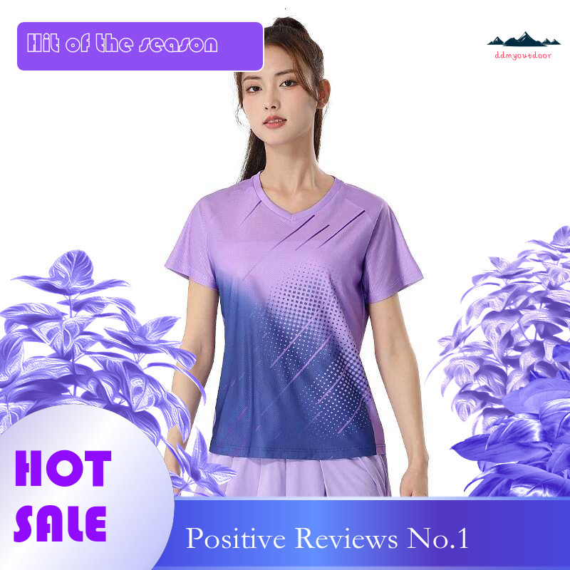 Ddmyoutdoor China Domestic Badminton Tee Women Quick Dry Breathable Running Sports Jersey Training Table Tennis Volleyball Gym Print Short Sleeves