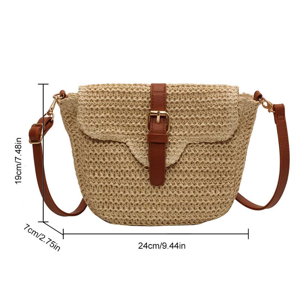 2024 Women Straw Weaving Sg Handmade Paper Rope Woven Fashion Crossbody Summer Messenger Bag Adjustable Strap Satchel