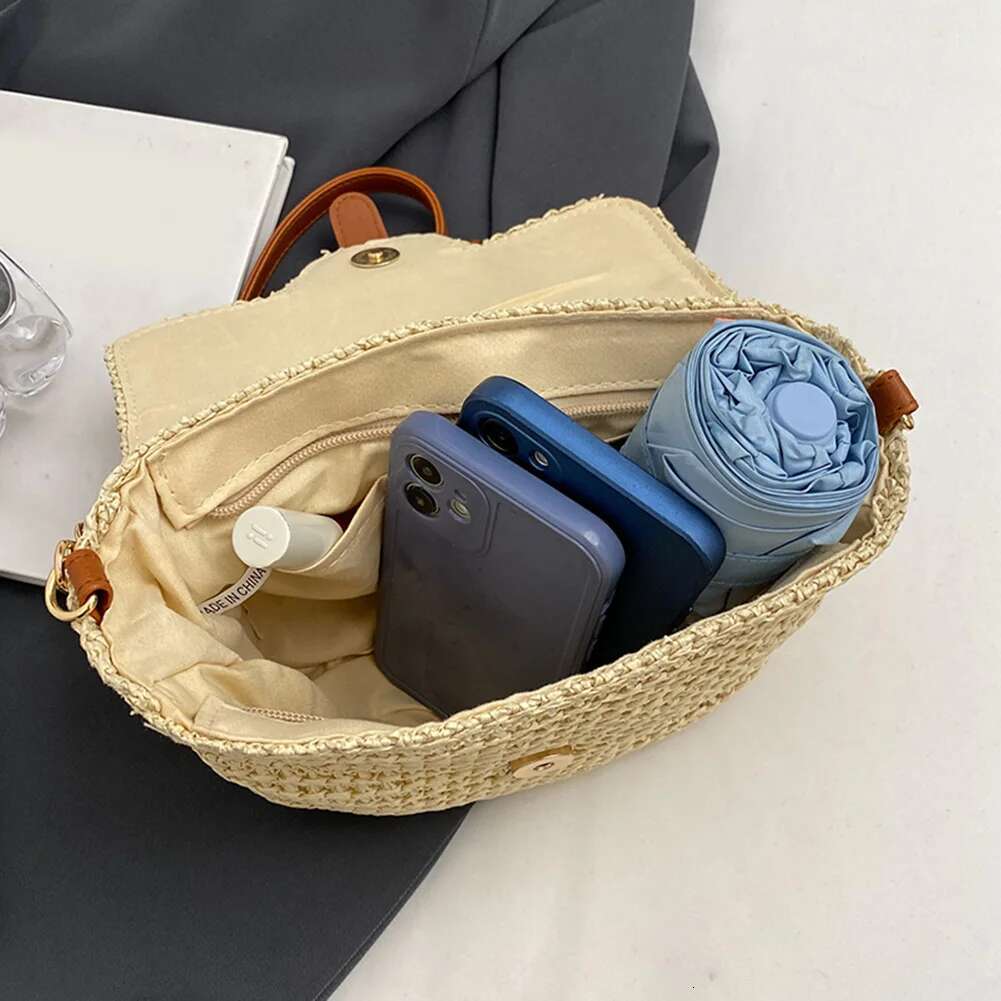 2024 Women Straw Weaving Sg Handmade Paper Rope Woven Fashion Crossbody Summer Messenger Bag Adjustable Strap Satchel
