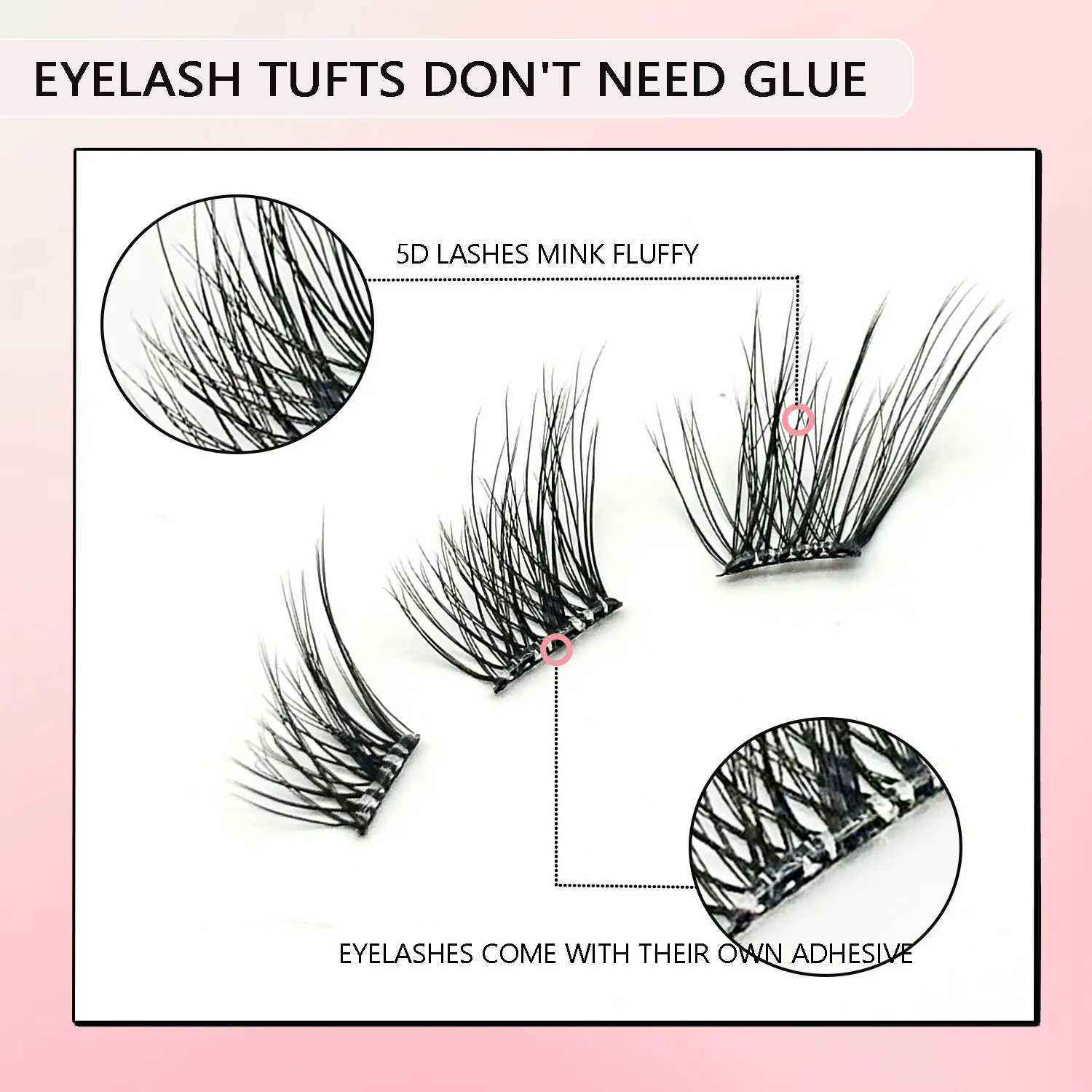 The Latest Noglue Eyelashes 5D Fox Fluffy False Eyelashes Glue Strands Eye Lashes Natural DIY Lashe Clusters Adhesive EyelashXJ250116