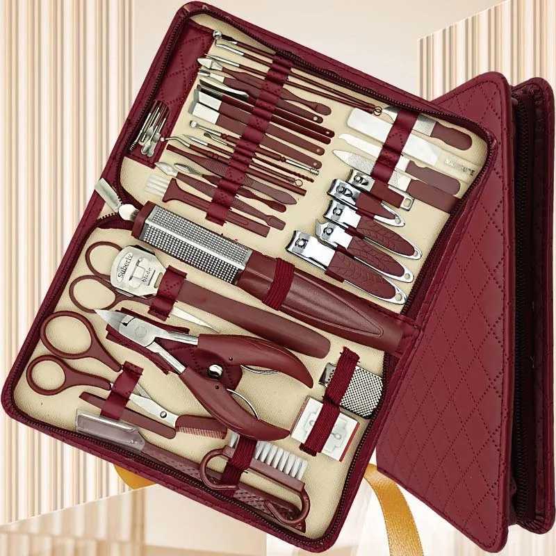 42 in 1 Stainless Steel Manicure Set Diamond Pattern Zipper nail art tool Large Eagle Mouth Pliers Pedicure Knife Ear Scoop EyebXJ250116