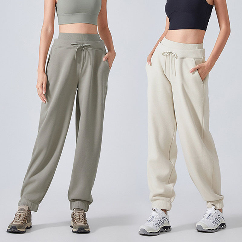 French style new casual women's high-quality loose fitness sports pants ankle binding running pants high waist slimming and quick drying yoga pan