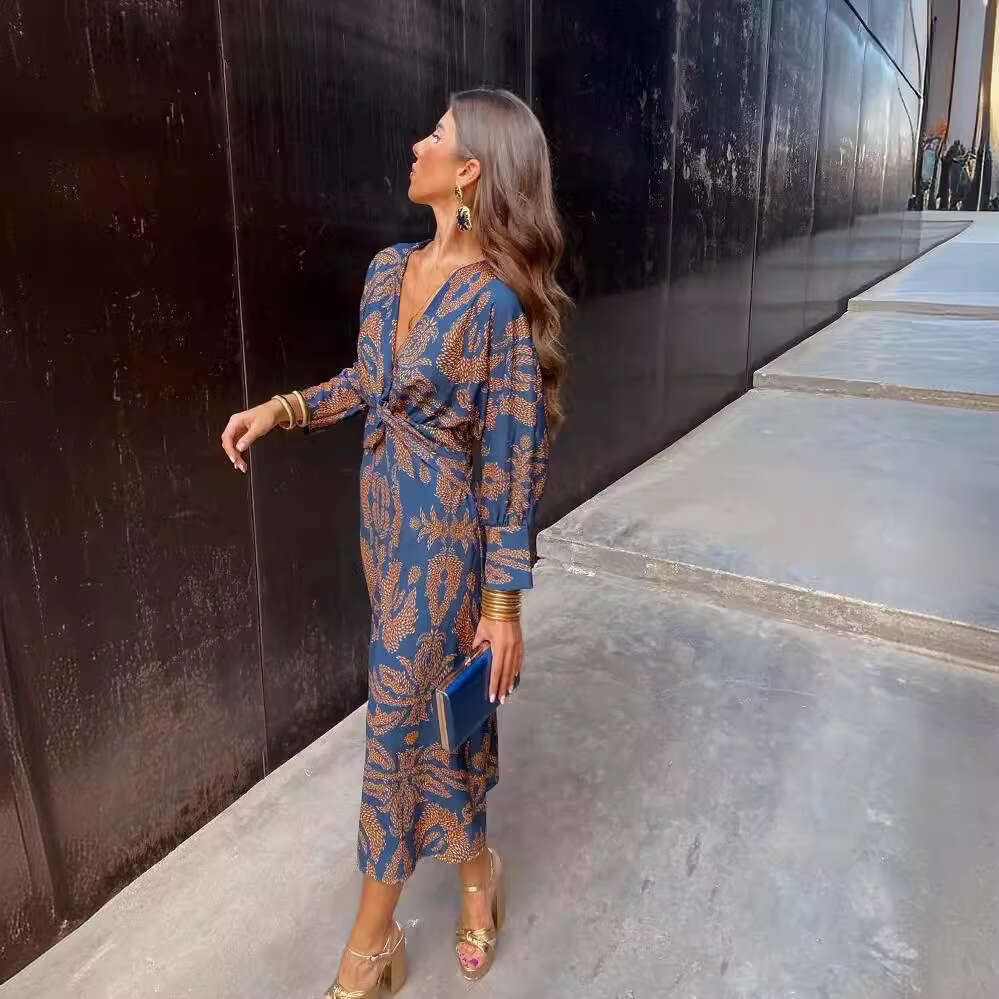 2025 autumn print hot women's dress new casual fashion trend clothing