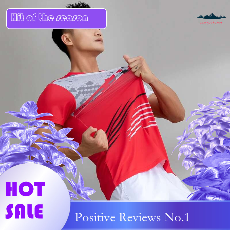 Ddmytiger China Domestic New Badminton Shirts Elasticity Print Breathable Comfort Tennis Training Short Sleeves V Neck Polyester Running Gym Fashion T