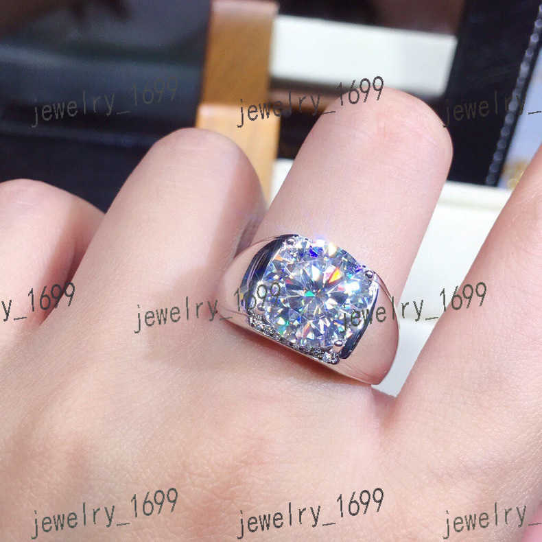 Classic Design Mens Engagement Ring 3-5 Carats Moissanite Diamond 18K White Gold Luxury Moissanite Men Ring