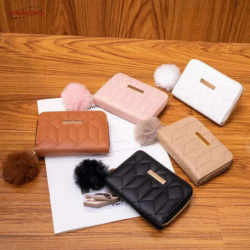 Women Short Wallets PU Female Small Purses Leather Card Holder Woman Zipper Wallet Coin Purse Money Bag swissmilitary