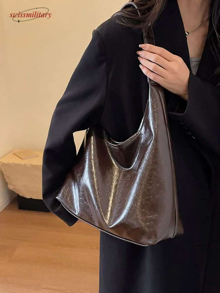 Large Capacity Red Bag For Women 2024 New Retro Texture Single Shoulder Tote Bags Fashion Versatile Casual Ladies Handbags swissmilitary