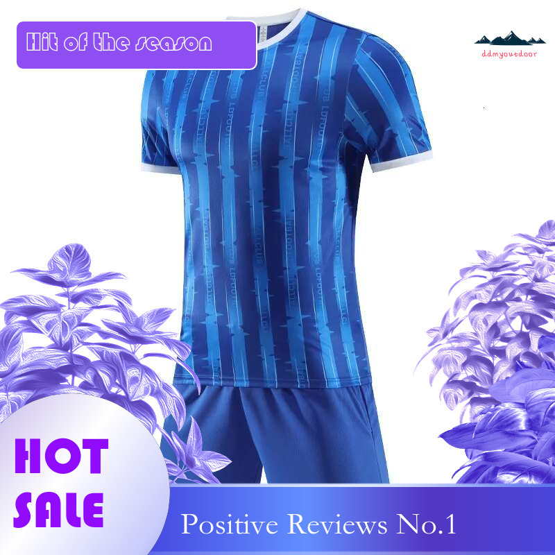 Ddmyoutdoor China Domestic Soccer Uniform Set Men Stripes Print Breathable Jersey Shorts Team Training Suit Outdoor Sport Gym Summer Running Tracksuit