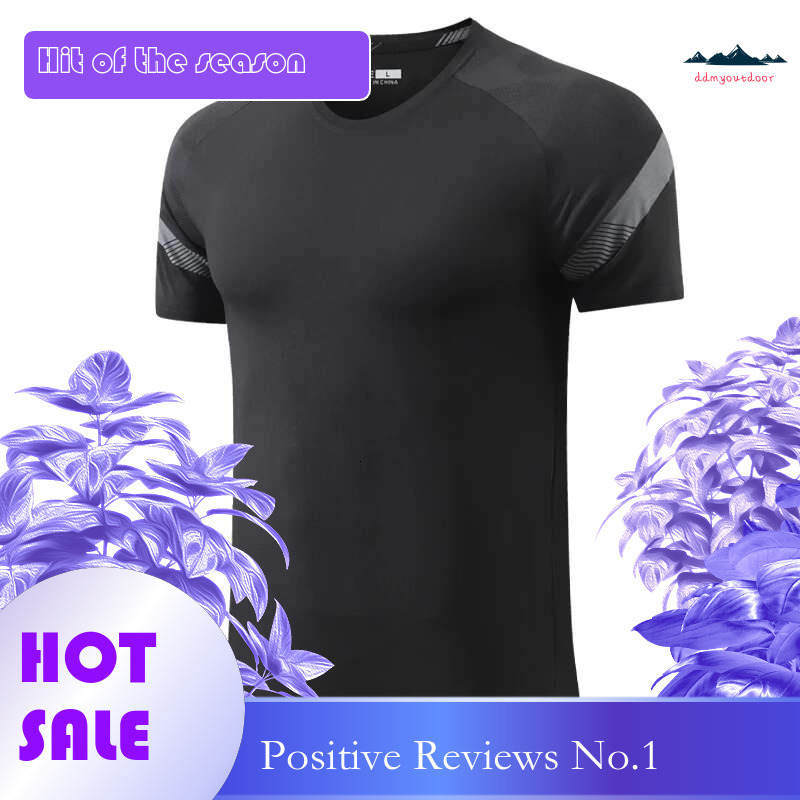 Ddmyoutdoor China Domestic Training Fiess Shirts Men Running Jogging Breathable Workout Tees Summer Outdoor Quick Dry Bodybuilding Print Short Sleeve