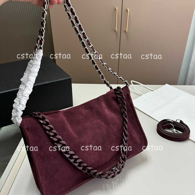 Shoulder Bags Thick Chain Hobo Bag Classic Flap Bag Luxury Designer Handbags For Women Suede Bags Vintage Messenger Crossbody Bags Square Purse 240904