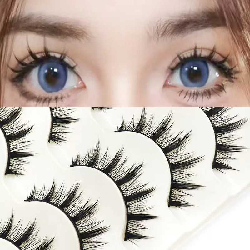 5 Pairs Natural Long Cat Eye False Eyelashes Cosplay Makeup Cross Strip Eye Lashes Handmade Manga Lashes Extension Mink CiliosXJ250116