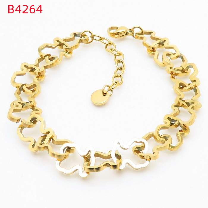 Stylish Stainless Steel Chain Bracelets for Women and Men Round Bear Hollow Design Fashion Jewelry Gift Z250910
