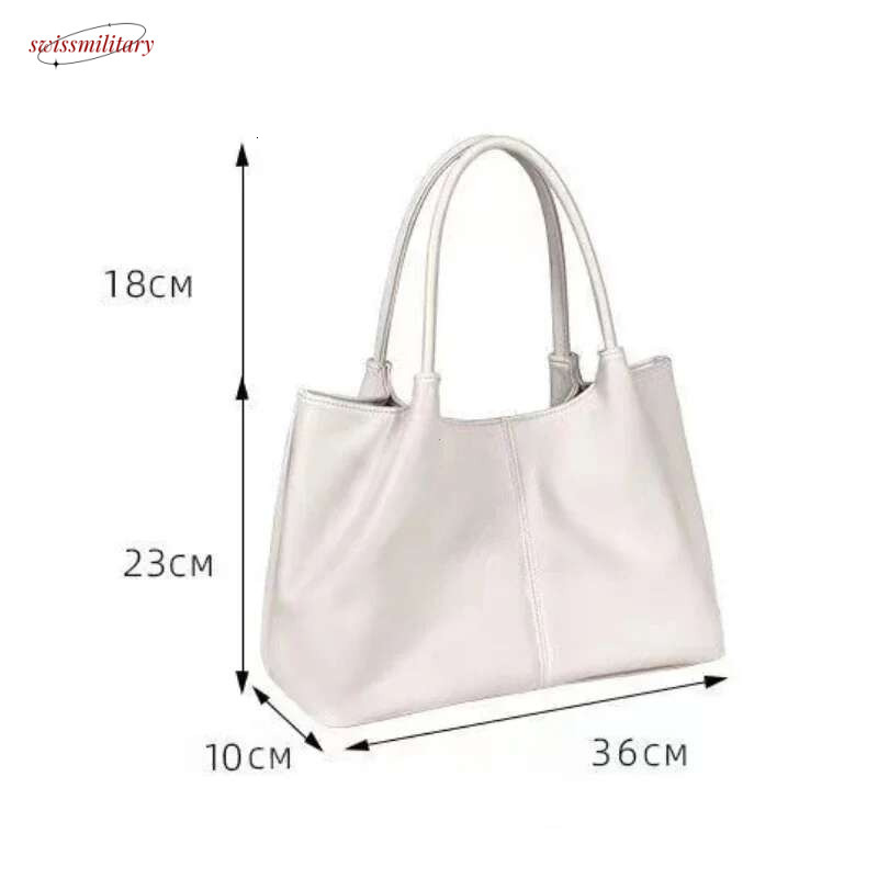 Simple White Shoulder Women's PU Leather Soft Underarm Tote School Large Capacity Bag Full Student Shopping Handbag swissmilitary