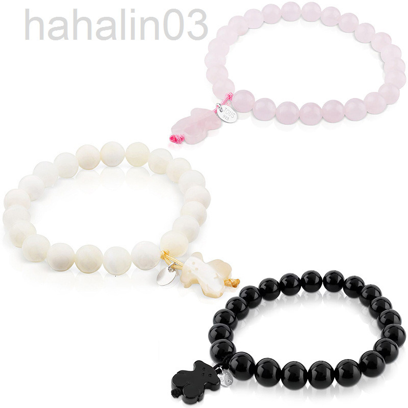 Desginer touss jewelry Bear Family Pearl Beimu Onyx Pink Quartz Bracelet Natural Stone Bracelet Jewelry Bear Accessories